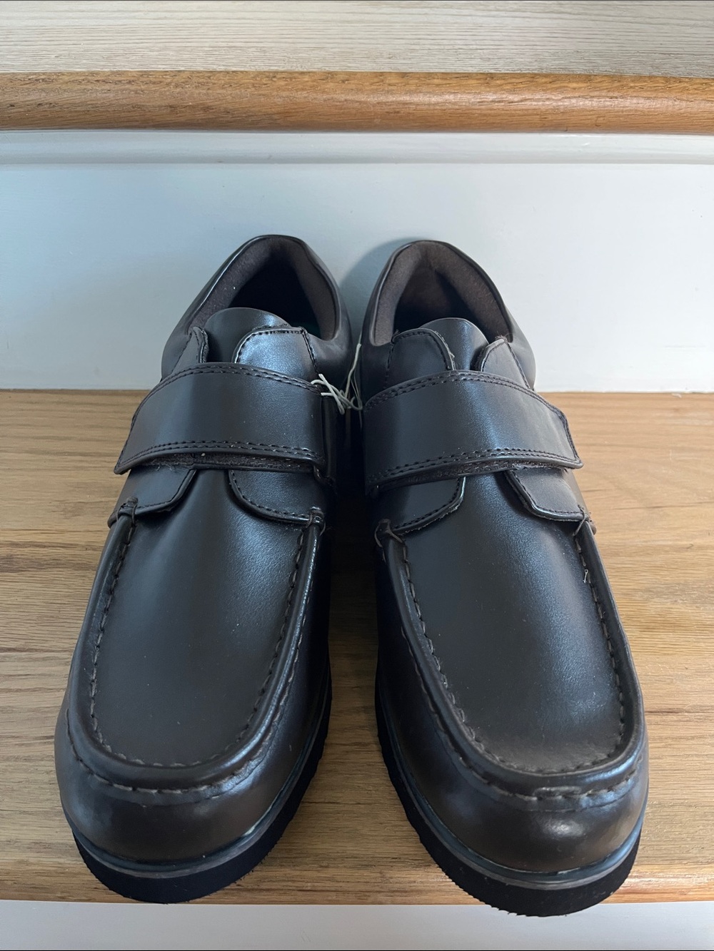 Men's Slip-On Velcro Loafers in Dark Brown tri-level comfort